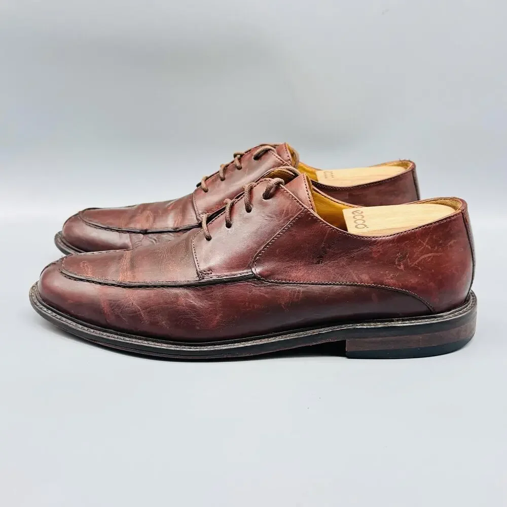 Johnston & Murphy Shoes Mens 10 Burgundy Leather Moc Toe Oxford Dress Lace Up